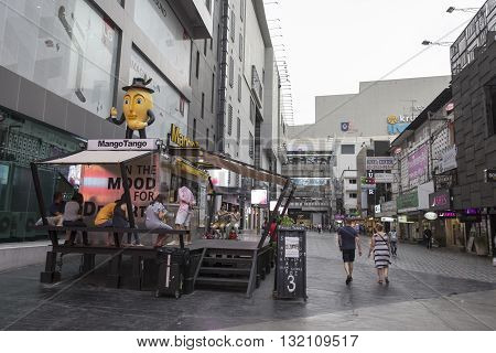 BANGKOK THAILAND - APR 30 : people on street in sian aquare soi 5 of Siam Square on april 30 2016 thailand. siam square is famous shopping place of Bangkok