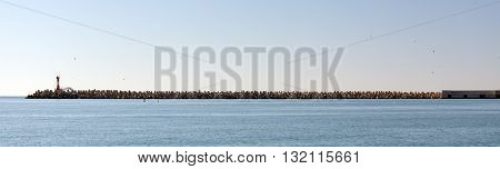 Tetrapods - massive concrete structures with four interlocking legs to protect the beaches from waves. Sochi. Russia