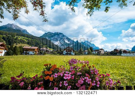 summer village in Val Gardena South Tirol Dolomiten mountains Italy