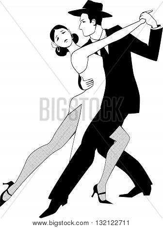 Tango clip art, black line vector drawing, no white