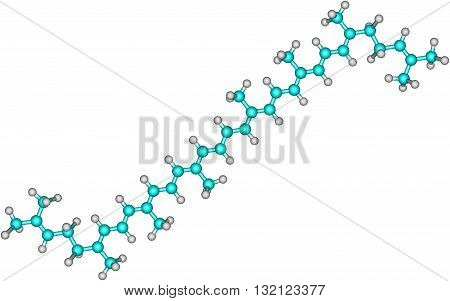 Lycopene is a bright red carotene and carotenoid pigment and phytochemical found in tomatoes and other red fruits and vegetables. 3d illustration