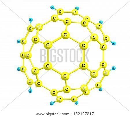 Circumtrindene is a polycyclic aromatic hydrocarbon. 3d illustration