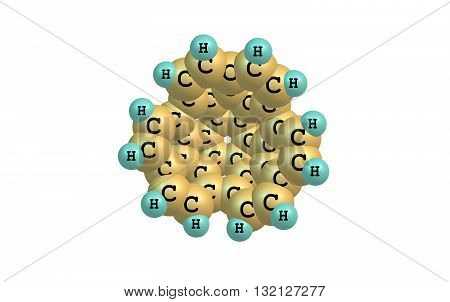 Circumtrindene is a polycyclic aromatic hydrocarbon. 3d illustration