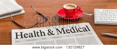 A Newspaper On A Wooden Desk - Health And Medical
