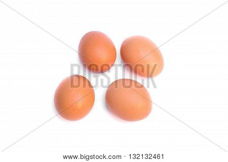 four eggs. Isolated on white background select focus eggs ( You can paint on there's egg )