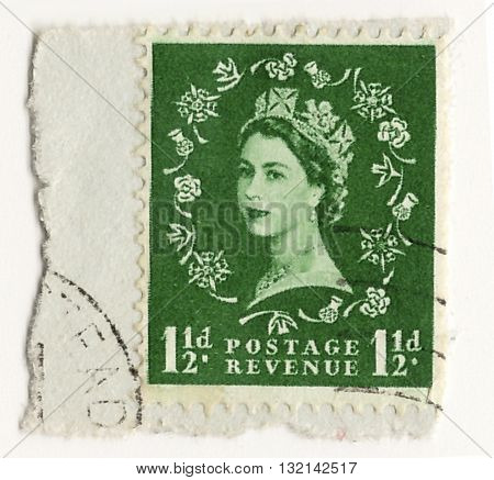 UK Circa 1950 Postage stamp of United Kingdom Royal Mail Airmail Post Elizabeth