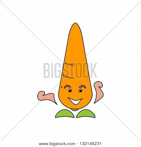 Carrot cartoon style caricature vecotr illustration isolated on white background.
