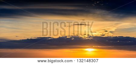Dramatic sunset behind stromy clouds South Australia