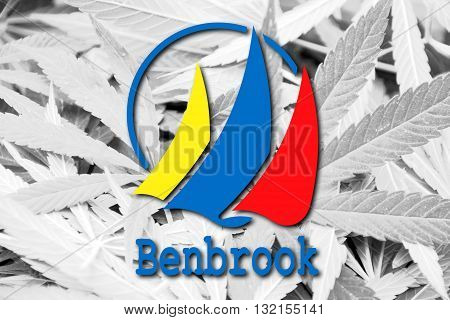 Flag Of Benbrook, Texas, On Cannabis Background