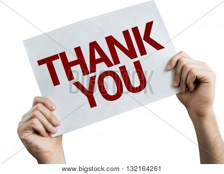Thank You placard isolated on white background