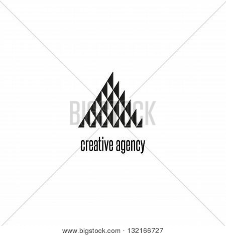 Triangle Logo Modern Black And White Geometric Shape, Tech Brend Business Card Emblem