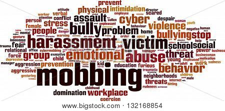 Mobbing word cloud concept. Vector illustration on white