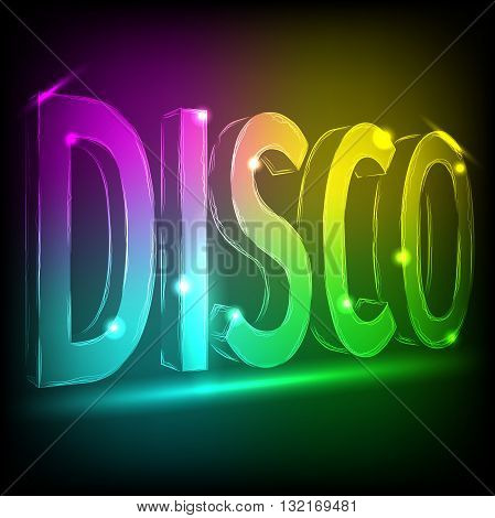 Vector - Disco Abstract Colorful Lines on Black Background