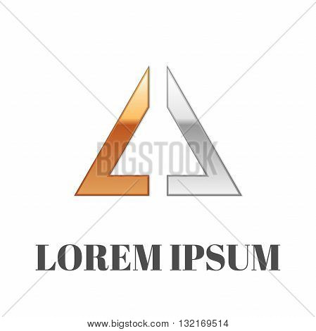 Abstract gold-silver logo on white background. Vector Illustration.