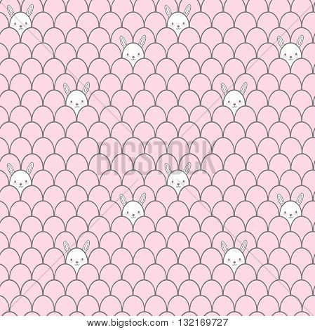 Cute white rabbit seamless pattern. Background for kids.