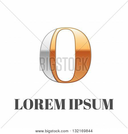 Vector graphic elegant silver and gold impossible font, symbol, alphabet, Letter O