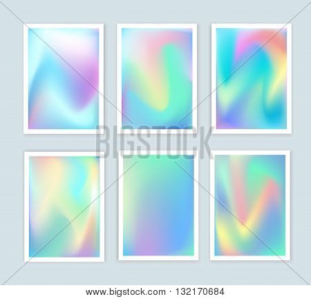 Bright holographic backgrounds 2 set for a different design. You can use a gift card cover book printing fashion. Modern style trends 80. surreal hipster images.