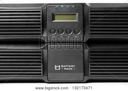 uninterruptible power supply (ups) with reserve battery, closeup view