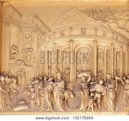FLORENCE, ITALY - JUNE 05: Baptistry of Saint John, Gates of Paradise, The Story of Joseph, Florence, Italy on June 05, 2015