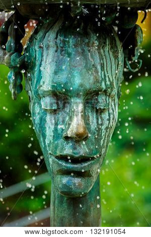 Crying fountain with termal water in Karlovy Vary, Czech Republic.