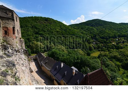 Castle Strekov in valley of river Labe in Usti nad Labem city