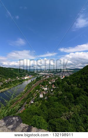 Castle Strekov in valley of river Labe in Usti nad Labem city