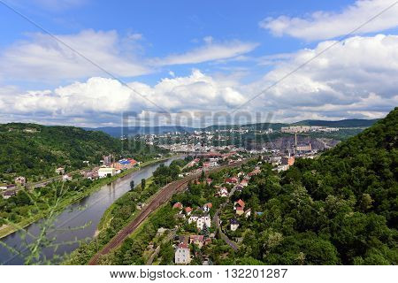 Castle Strekov in valley of river Labe in Usti nad Labem city