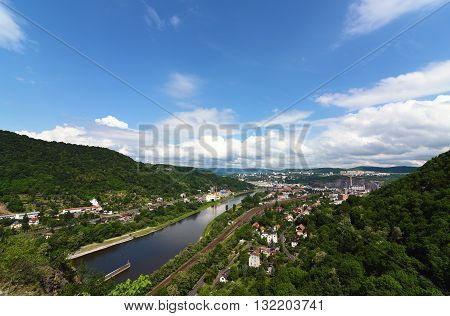Castle Strekov in valley of river Labe in Usti nad Labem city