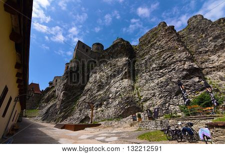 Castle Strekov in valley of river Labe in Usti nad Labem city