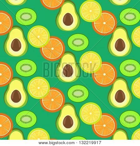lemon kiwi orange avocado background fruit section