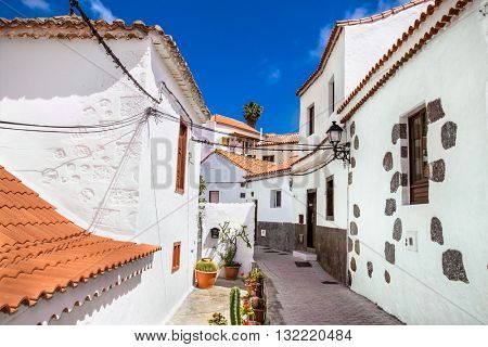 Fataga city streets on  Gran Canaria in Spain.