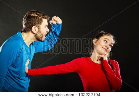 Man Husband Abusing Woman Wife. Violence.