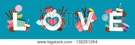 illustration of love letters with celebration object