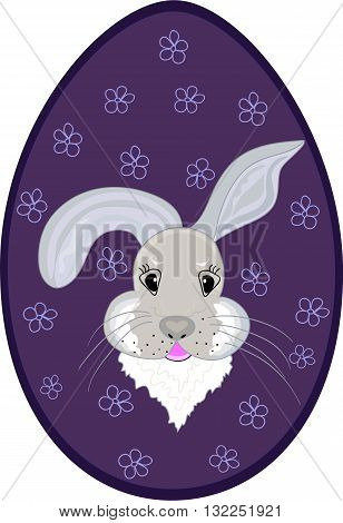 Easter egg with beautiful bunny. Vector illustration. You can use it as an Easter background, invitation, greeting card