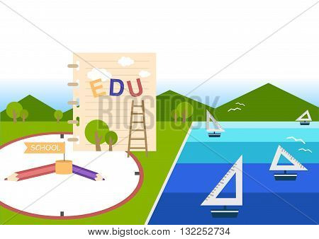illustration of education object flat style background
