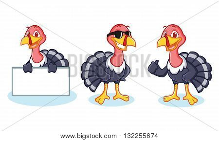 Turkey Mascot happy pose and bring board