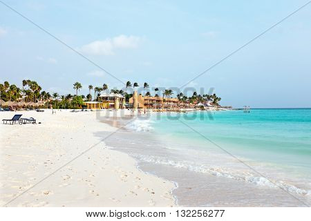 Manchebo beach on Aruba island in the Caribbean