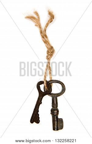 Old keys from the door tied with rope