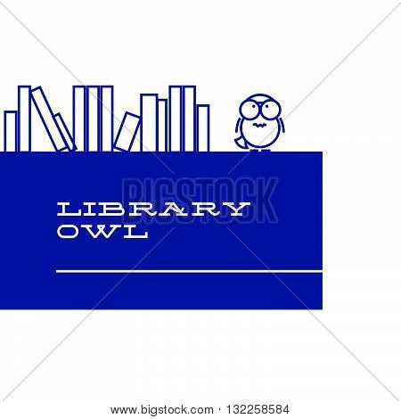 Vector flat simple minimalistic library logo. Owl icon, bird sign, symbol isolated on white background. Library, book store, pet shop logo, animal food store logo.