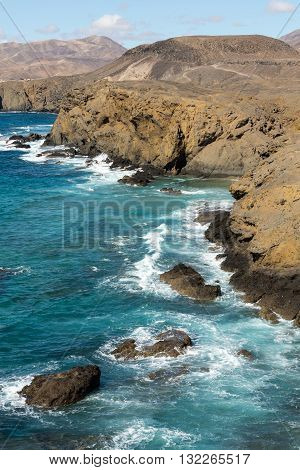 Rock Coast Near La Pared Village On The South Western Part Of Fuerteventura . Canary Islands Spain