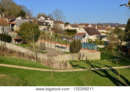 Oinville sur Montcient France - february 19 2016 : the picturesque village in winter