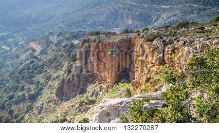 Mountain landscape view of the mountainous area of Upper Galilee Israel