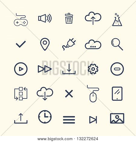 Technology Web Icon Set Design. Easy to manipulate, re-size or colorize.