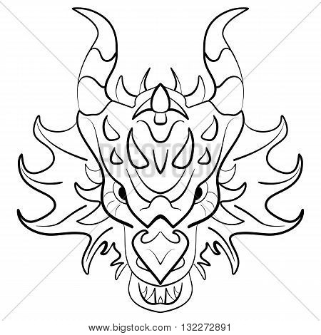 Black dragon tattoo design on white background vintage engraved illustration. ink sketch dragon