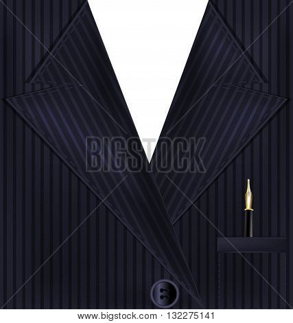 abstract dark male costume with golden pen in the pocket