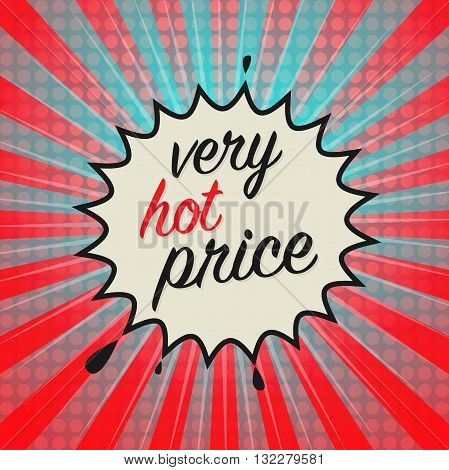 Comic book explosion with text Very Hot Price, vector illustration