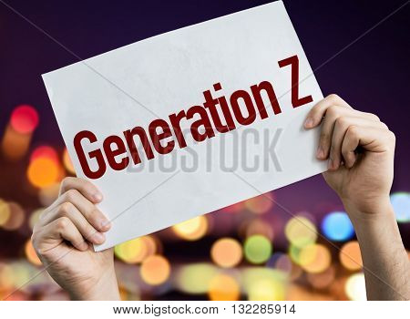 Generation Z placard with night lights on background