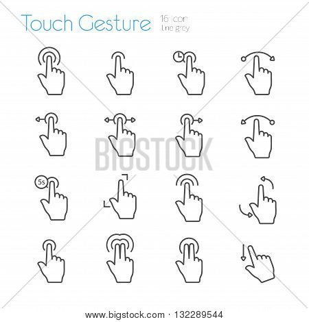 Touch Gesture Icons Line Vector  set of 16