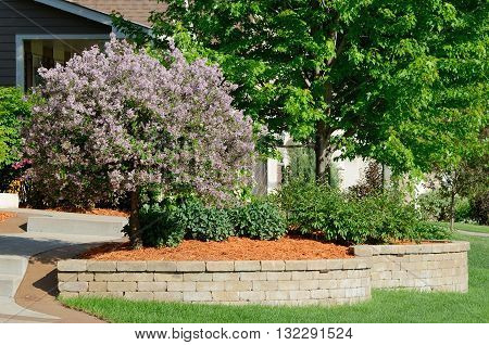 Landscaping and Retaining Wall at a Residential Home