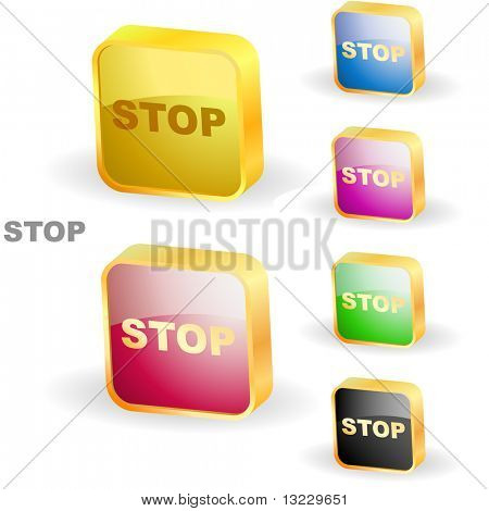 Stop gomb részére pókháló. Vektoros illusztráció.